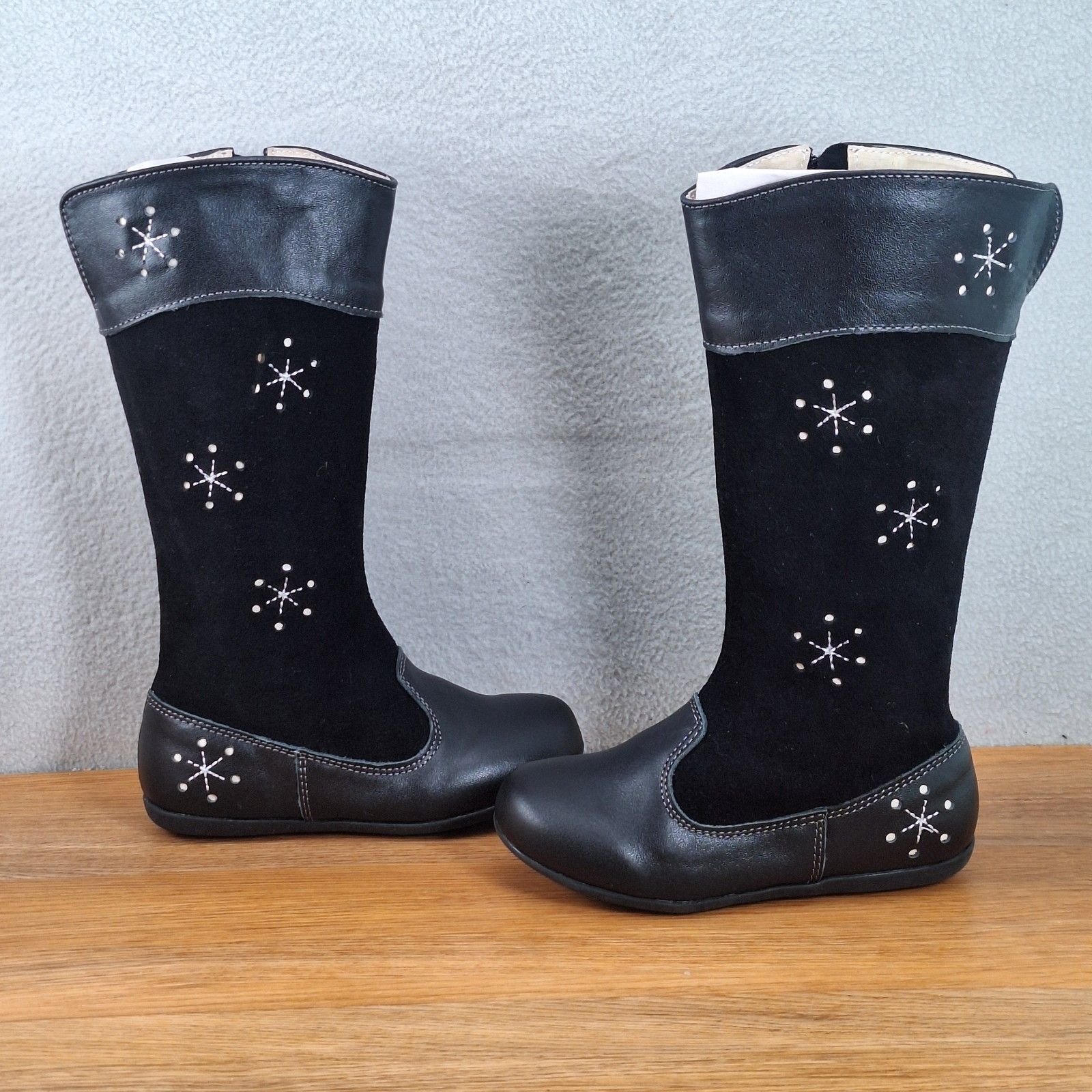 See Kai Run Alyssa Toddler Girls 9.5 Tall Riding Boots Black Snowflake — image 4 of 8